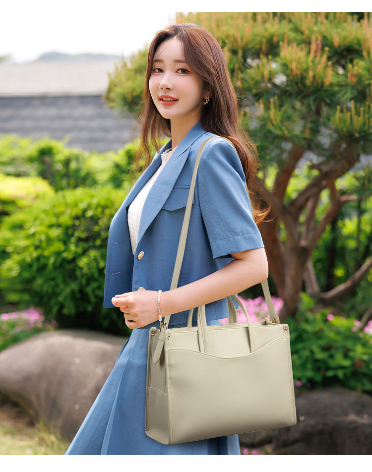 Túi tote nữ cỡ lớn dáng vuông ngang đi làm công sở — đen, màu kaki, màu nâu, màu trắng ngà