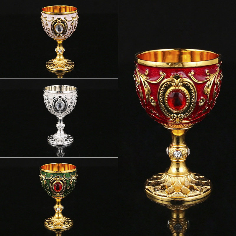 European-style High-end Light Luxury Liquor Wine Glass with Shoulder Small Wine Glass Household Metal Restaurant Spirits Glass One-shot Red Wine Glass