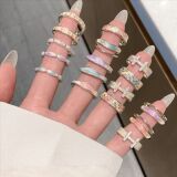 кольцо с глазурью ins wind gradient color drop женское легкое роскошное кольцо с нишевым дизайном высокого класса, открытое кольцо с микроинкрустацией цирконом