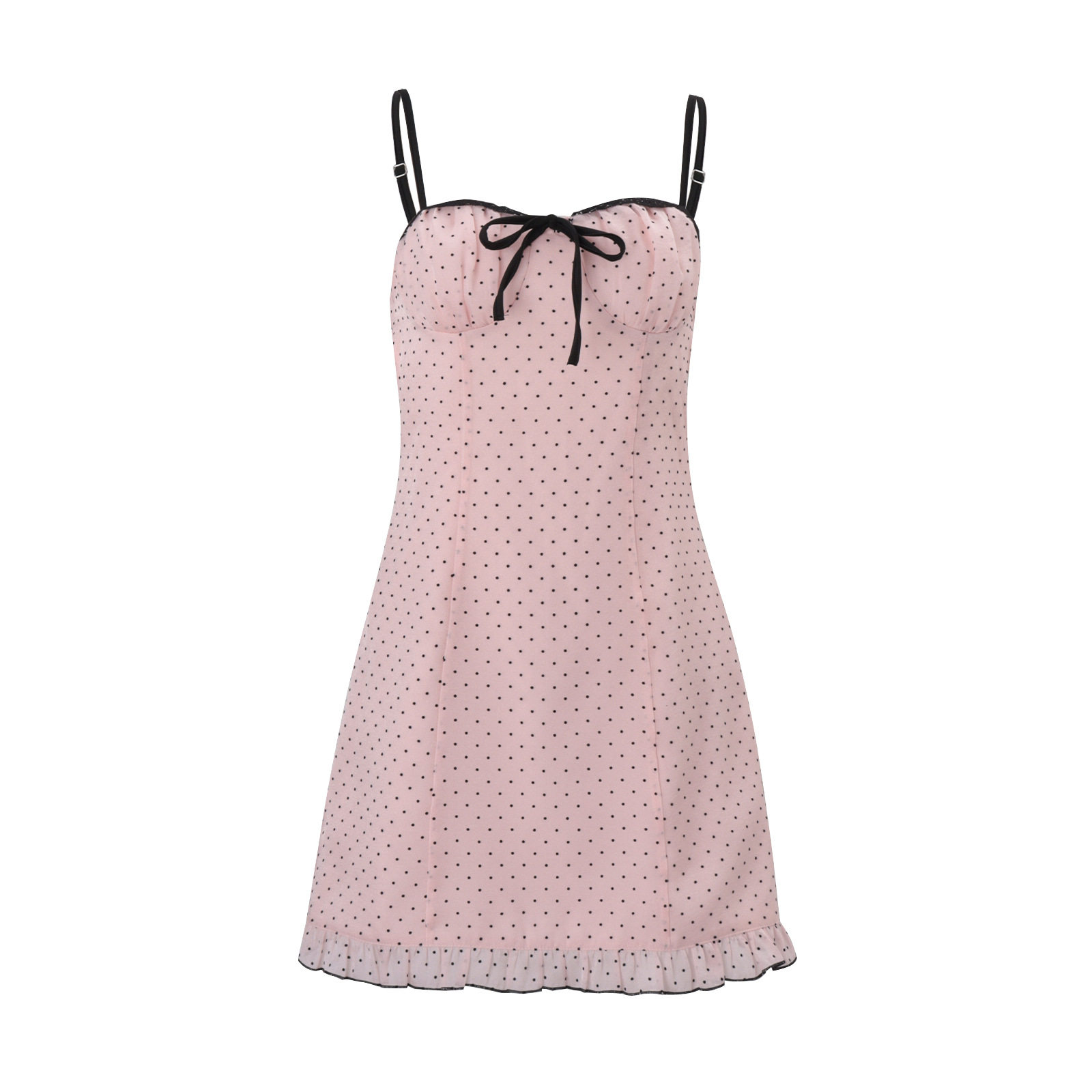 French Style Polka Dot Dress Spring Collection Slim Fit Lace Trim Fashionable Sexy Wholesale Available