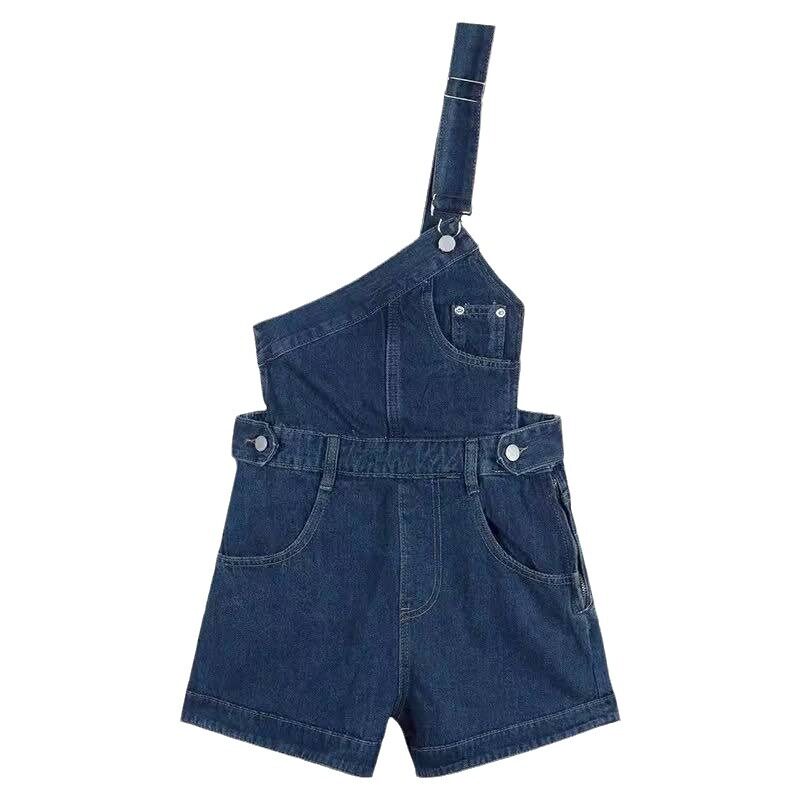Womens Summer Denim Overalls Asymmetrical One Shoulder Design Loose Fit Trendy Style Casual Wear Wholesale