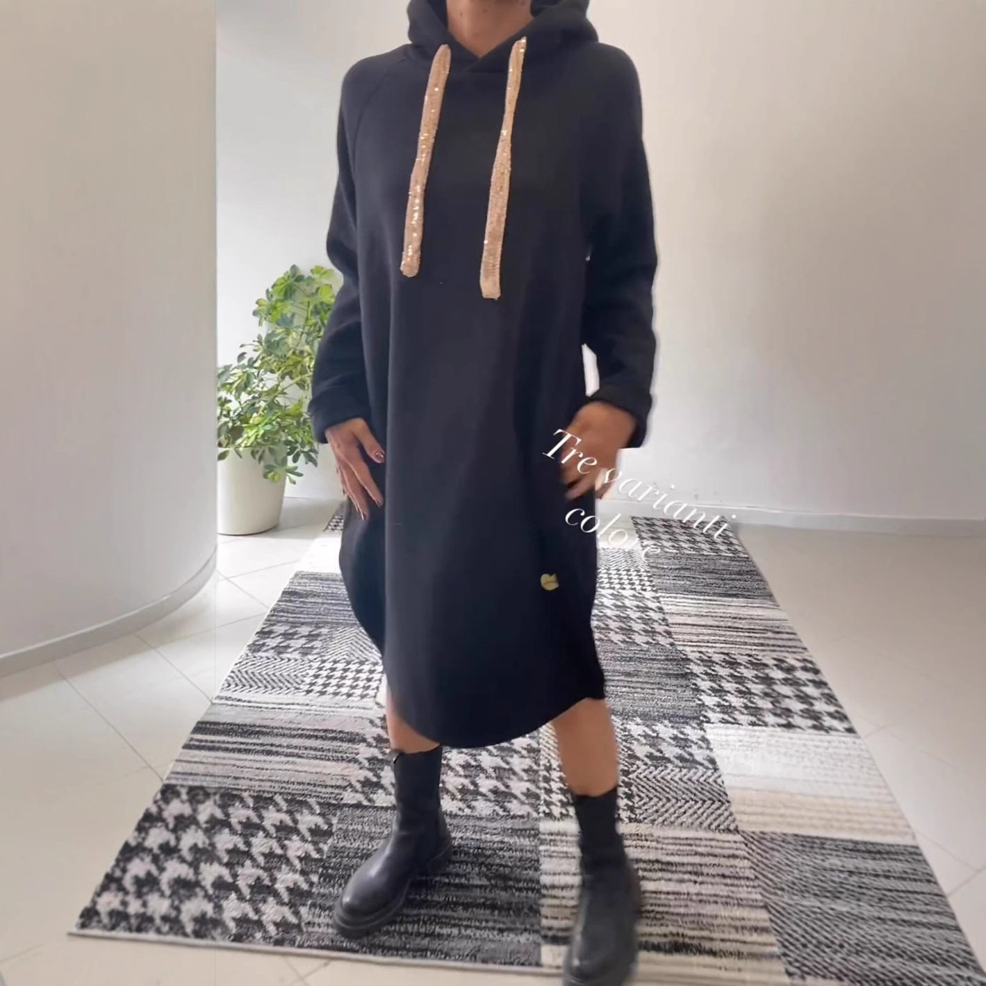 Womens Oversized Solid Color Hoodie Dress Long Sleeve Casual Style Autumn Winter Wholesale Available