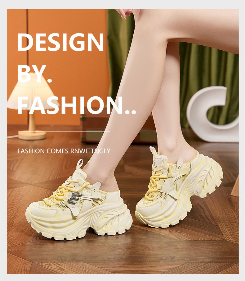 Sandal cao gót nữ hở mũi quai ngang đế dày mùa hè — Xám, Vàng, Hồng chi tiết 12