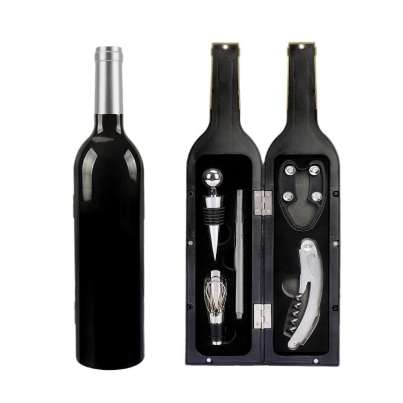 Source manufacturers in stock silver head large wine bottle five-piece set wine bottle opener wine stopper wine suit cross-border wholesale