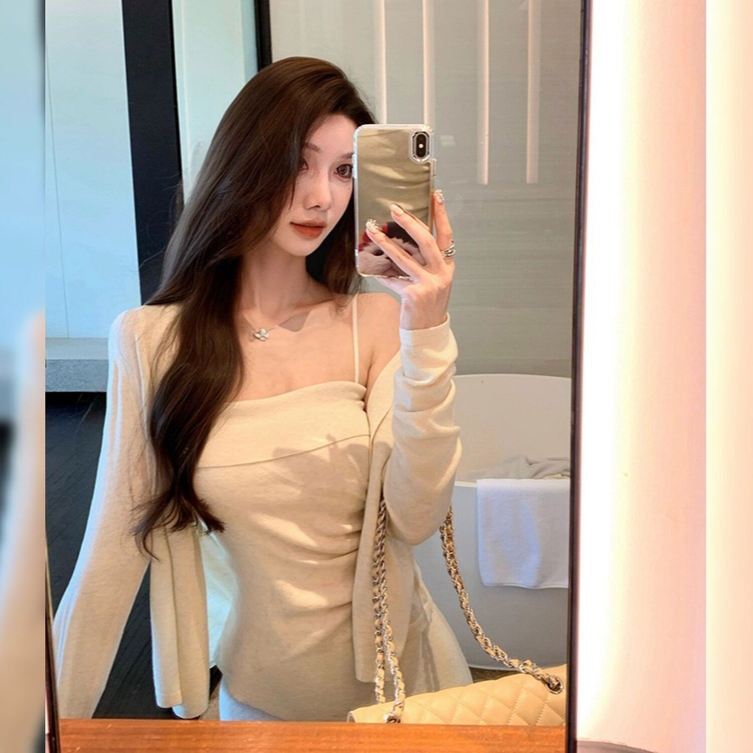 巨好看的早春漂亮韩系小套装清冷富家千金穿搭气质连衣裙子女秋季
