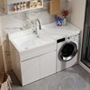 Balcony Laundry Cabinet Integrated Basin Laundry Sink with Washboard Drum Washing Machine Cabinet Companion Bathroom Cabinet Cut Corner