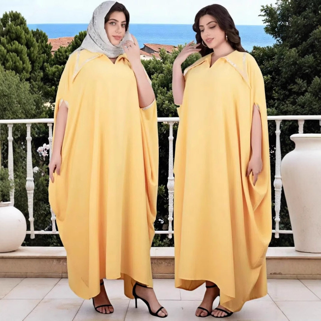 Plus Size Womens Party Maxi Dress Batwing Sleeve Rhinestone Embellished Elegant Style Wholesale Available