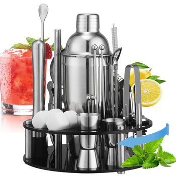 New Black Acrylic Rotating Set Anti-Fall Cocktail Shaker Shaker Cup Bar Tool Set 33 Pieces