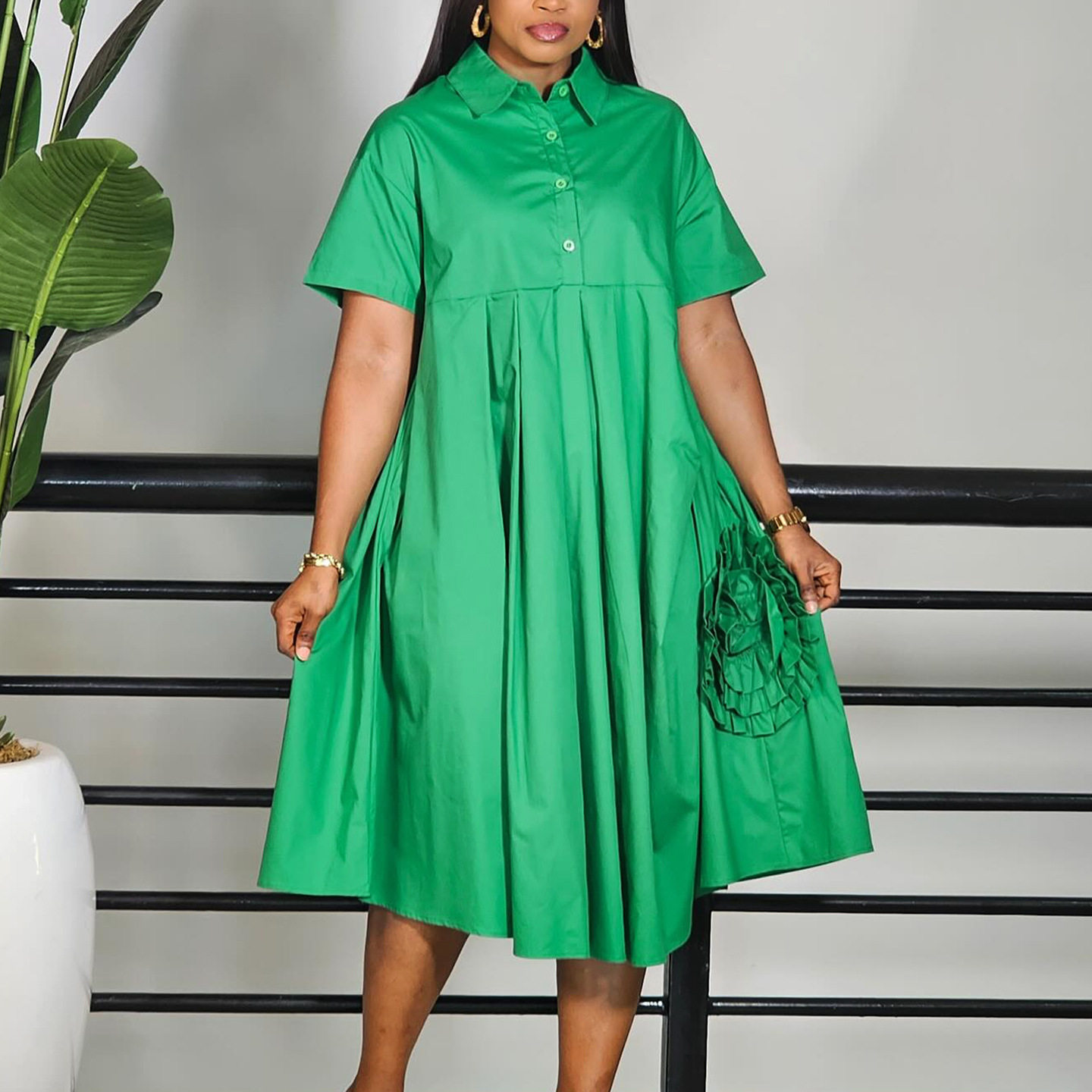 Womens A Line Dress Short Sleeve Solid Color Versatile Style Perfect for Casual or Formal Occasions Wholesale
