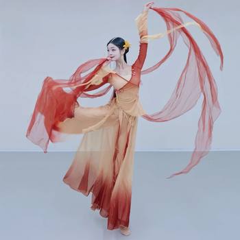 2025 New Classical Dance Clothing Gradient Butterfly Rhyme Gauze Elegant Fairy Chinese Practice Suit Performance Clothing for Women