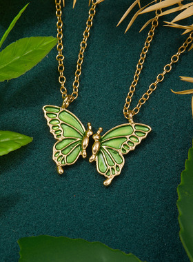 跨境热销Friendship蝴蝶两件套 纸卡装闺蜜毕业纪念项链蝴蝶项链