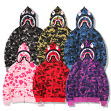 2025 [Ткань для здоровья] бренд Bape с 3d цифровой печатью, свитер с головой акулы, мужская пара, кардиган на молнии, пояс