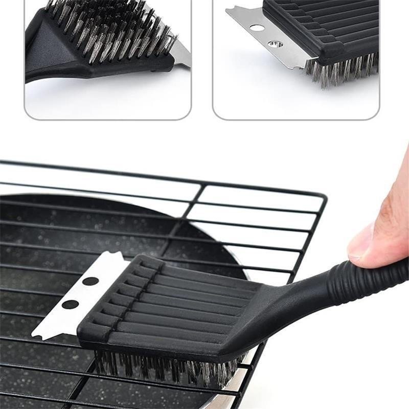 Cross-Border Bbq Stainless Steel Brush Barbecue Cleaning Brush Wire Brush Barbecue Grill Mesh Brush Iron Brush Auxiliary Tools