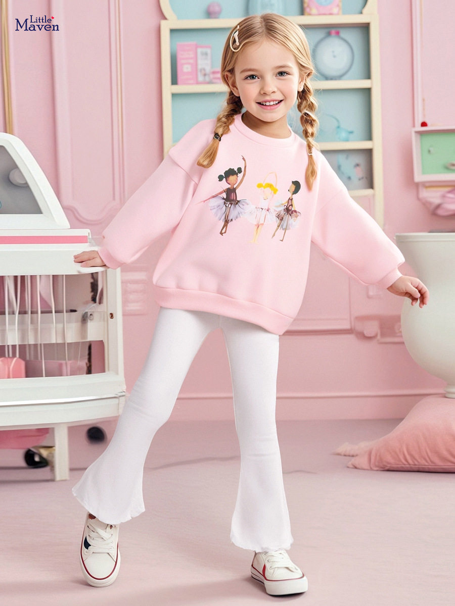 Source Factory Girls' Set Wholesale, Autumn Fleece-lined Cute Kids' 2-piece Outfit