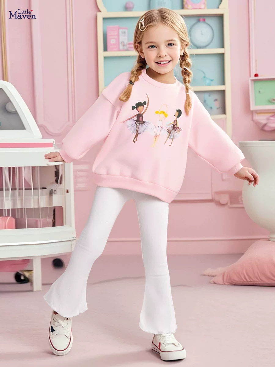 Source Factory Girls' Set Wholesale, Autumn Fleece-lined Cute Kids' 2-piece Outfit