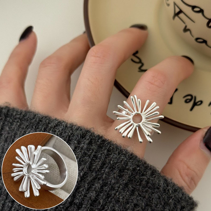 简约几何线条螺旋戒指女时尚设计感冷淡风开口指环旋涡环形食指戒