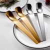 304 Stainless Steel Spoon Thickeneded Long Handle Dessert Spoon Cake Spoon Bread Cheese Spoon Flat Head Stirring Spoon Cat Food Spoon