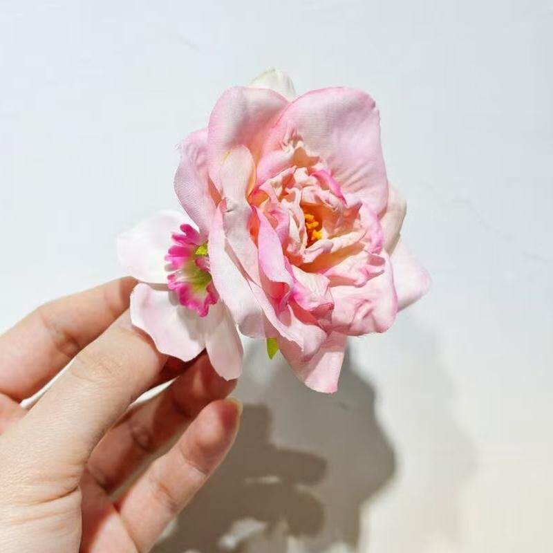 2026新款明媚黄色月季水仙花朵发夹海岛度假风侧边夹子发卡鸭嘴夹