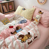 Class a Four-Piece Bed Towel Embroidered Quilt Cover Washed Cotton Bed Sheetss Cartoon Style Student Dormitory Three-Piece Fitted Bed Sheets Set