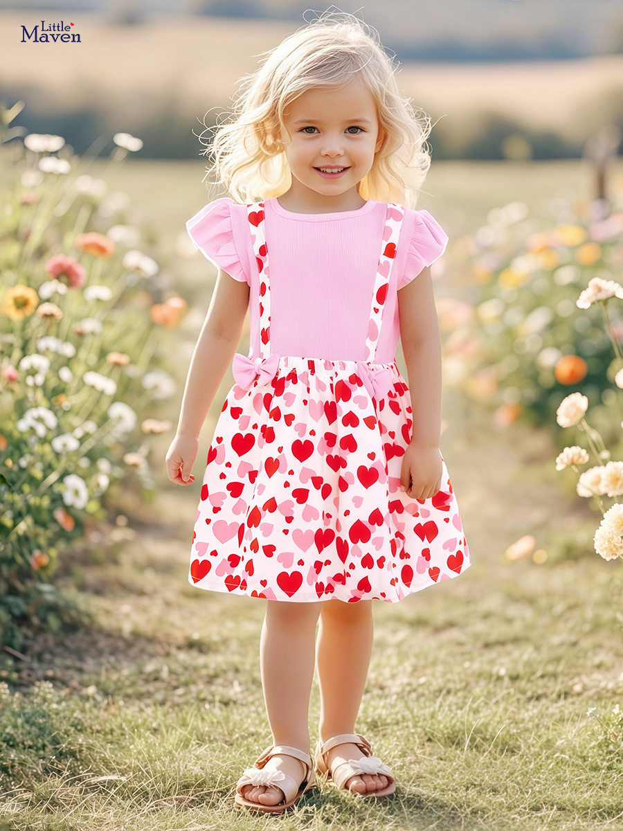 Girls' Summer Ruffle Sleeve Dress Wholesale from Factory, Cute Kids' Dress