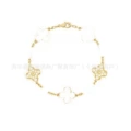 White shell diamond gold color-five flower bracelet