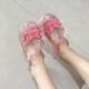 Summer cross-border bow female children jelly crystal beach sandals cartoon PVC flash baby princess shoes