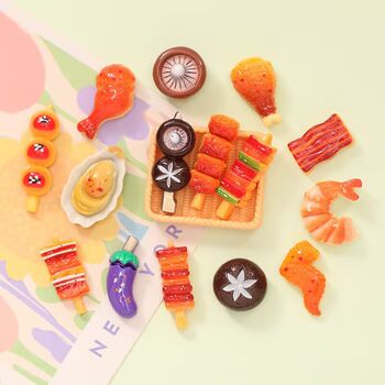 Simulation Food Toy Barbecue Skewer Resin Accessories DIY Cream Glue Homemade Hairpin Refrigerator Magnet Play House Toy Ornaments