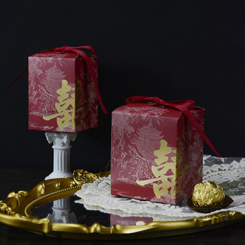 Wedding Candy Box Chinese Vintage Candy Box Accompanying Gift Ink Painting Chinese Style High Color Value Gift Box Empty Box