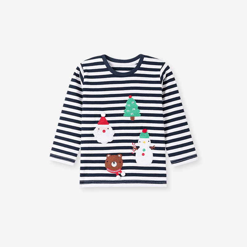 Source Factory Kids' Clothing Wholesale, New Autumn Christmas Boys' Set, [Style] Cartoon Striped Kids' Set