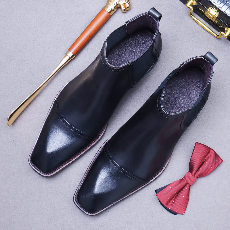 Giày Boot Martin Nam Da Bò Cao Cổ Chiều Cao Đế Khoảng 3cm Màu Đen, Nâu