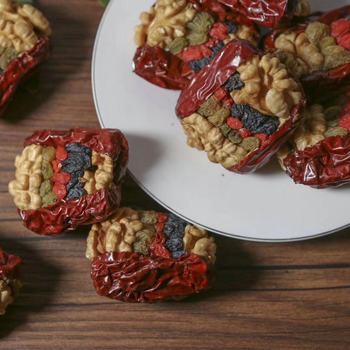 Xinjiang Hotan Jujube with Walnut Kernels, Raisins and Wolfberry 500g Red Jujube with Walnuts, Wholesale in Stock