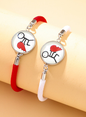 新款跨境热销日月恋人时光石夜光情侣手绳情人节女套装手链