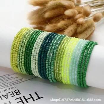 European and American Ins Gradient Colorful Rice Beads Beaded Elastic Bracelet Set Hand-Woven Dopamine Bracelet Cross-Border