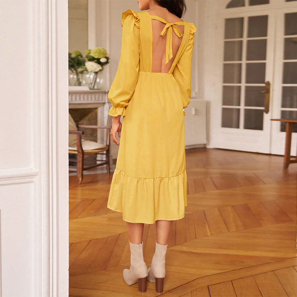 Elegant V Neck Backless Maxi Dress Waist Defining High Slit Slim Fit Perfect for Evening Events Wholesale Available