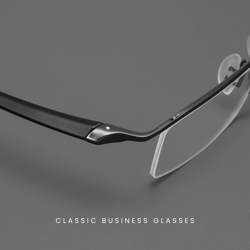 Porsche Eyeglass Frames, Same Model P8190, Fashionable Ultra-Light Half-Frame Glasses for Men, Titanium Alloy Frames Wholesale