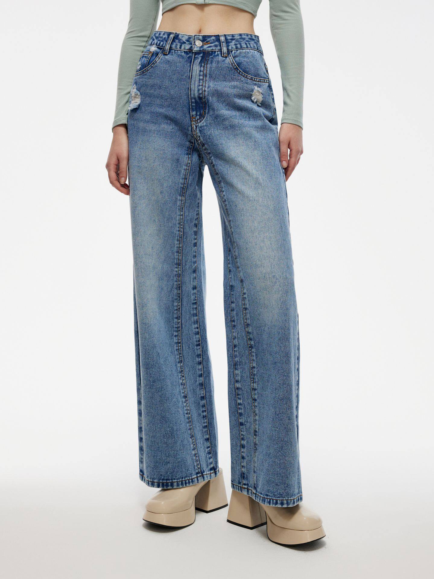 Wide Leg Vintage Denim Trousers Womens Autumn Fashion Casual Wear Wholesale Available OEM ODM service