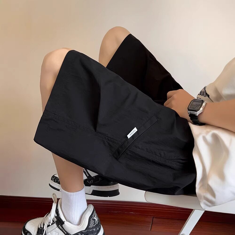 日系cityboy纯色工装短裤男士夏季外穿薄款宽松休闲男生五分裤子