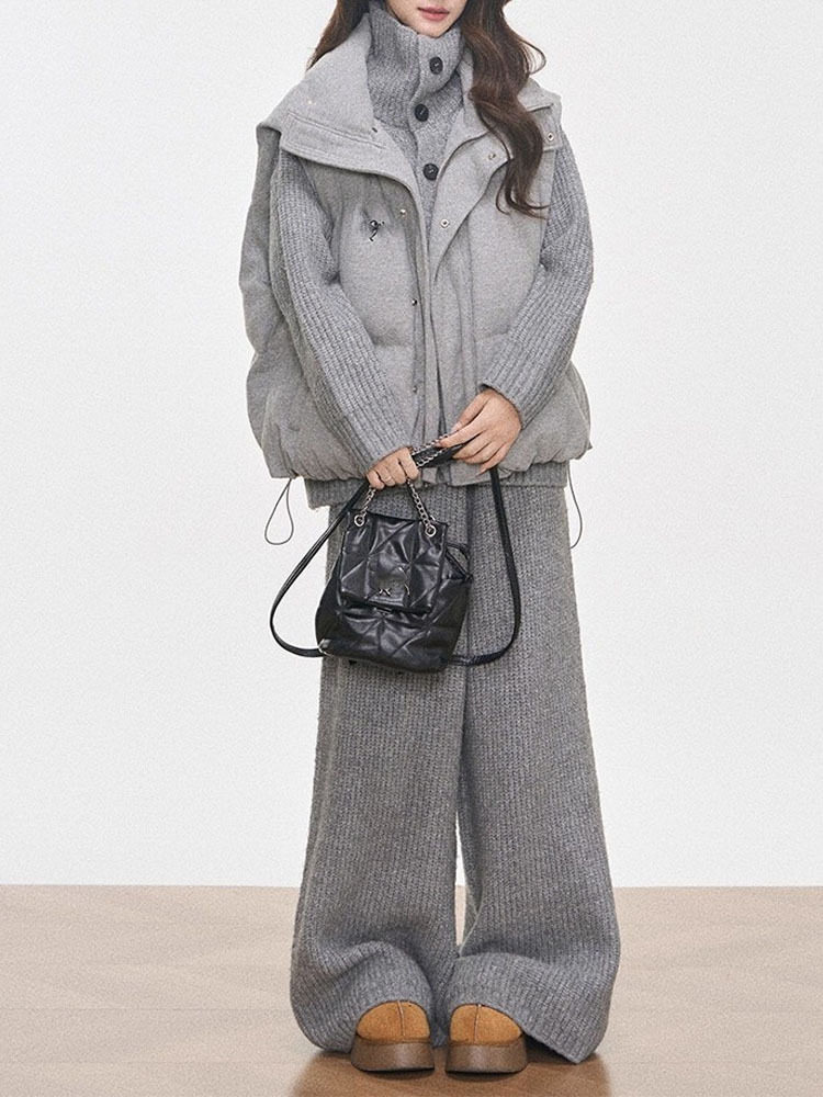 Vest Cotton Suit Women's 2025 New Vest + Knitted Suit Two-Piece Set Slim and Versatile Autumn and Winter Trend