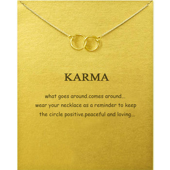 KAMA Double Circle Amazon Ring Simple Gold K-style Alloy Clavicle Short Necklace Export WISH Aliexpress