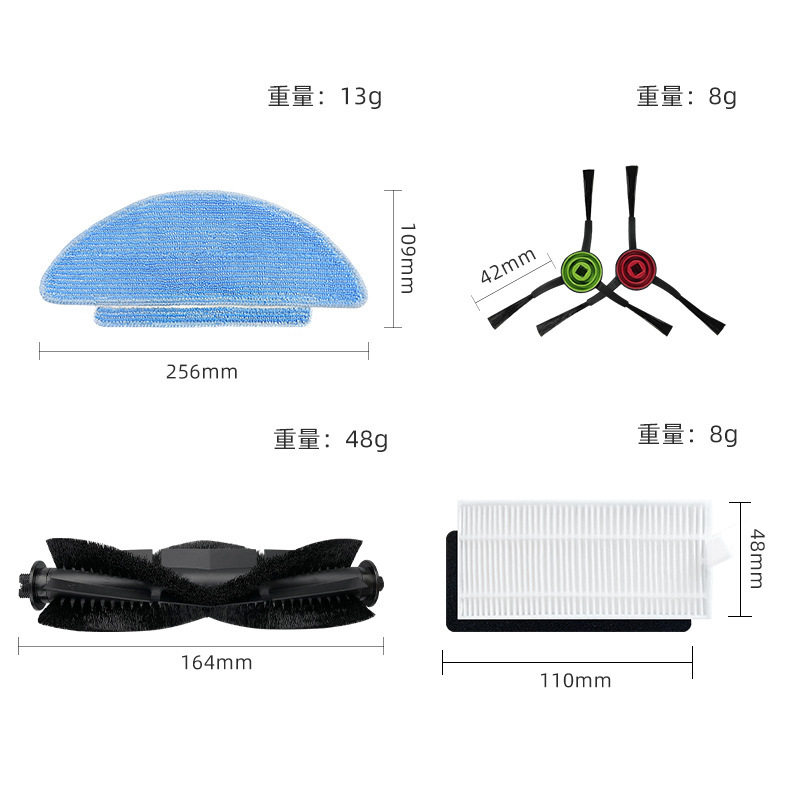 Suitable for Tikom L9000 Robot Vacuum Cleaner Main Roller Brush, Side Brush, Filter Core, Mopping Cloth Accessories
