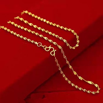 Brass Gold-Plated Necklace Water Wave Chain Vietnamese Sand Gold Clavicle Chain Fashion Goddess Douyin Same Style Direct Supply from the Store