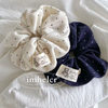 Korean-Style Soft Polka Dot Knit Fabric Label Bear Scrunchie Ins Autumn and Winter New Bun Low Ponytail Hair Tie