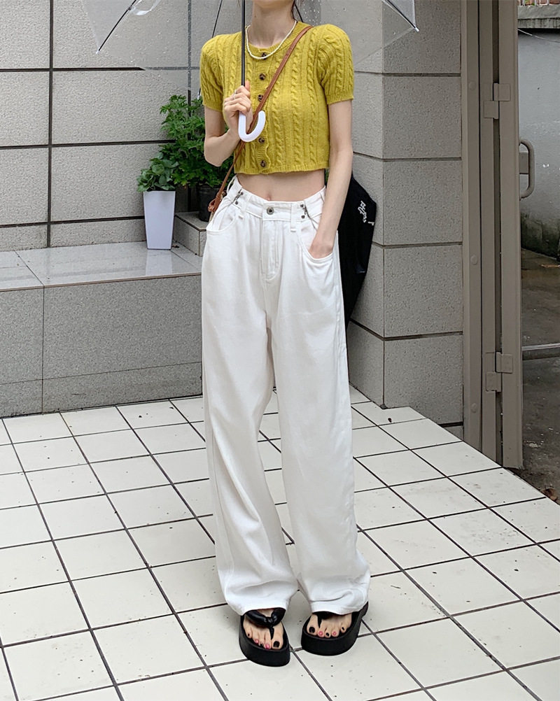 High Waisted Womens Jeans Korean Style Casual Straight Leg Versatile Spring Fall Fashion Wholesale Available
