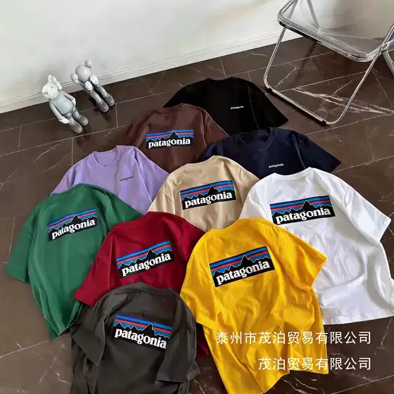 2026 New Patagonia Short-Sleeved T-Shirt Outdoor Pure Cotton P-6 Printed Men's Versatile T-Shirt Wholesale