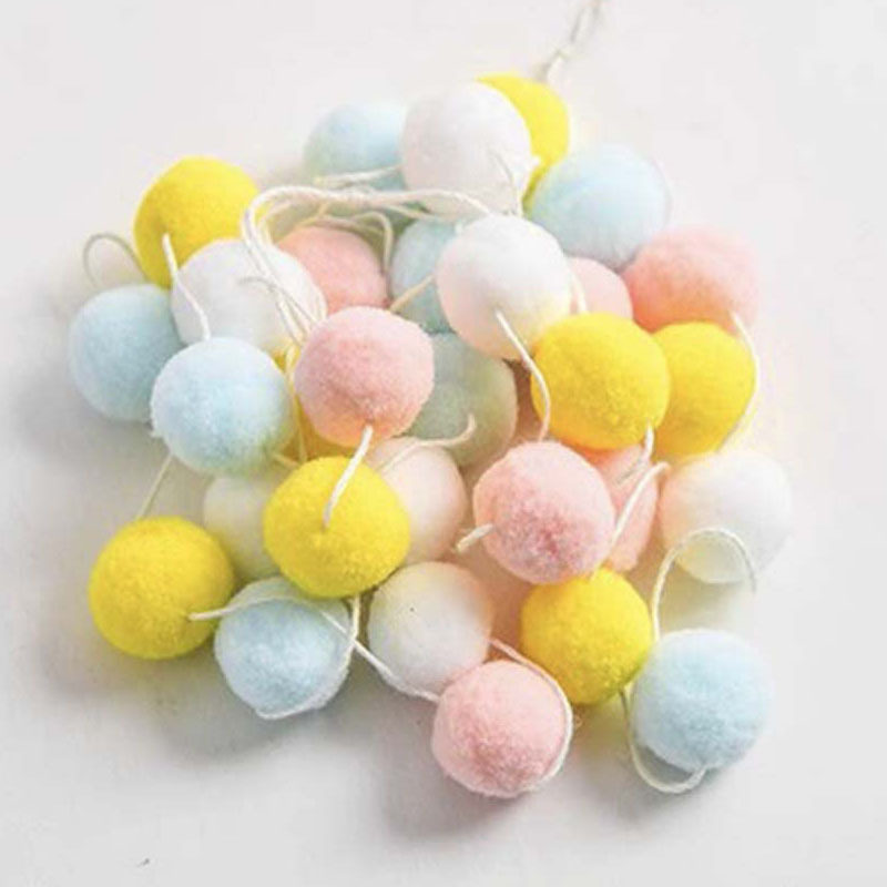 Ins Nordic Style Fur Ball String Hanging Ornaments Children's Room Girl's Room Macaron Christmas Valentine's Day Hanging Ornaments Party Finished Products