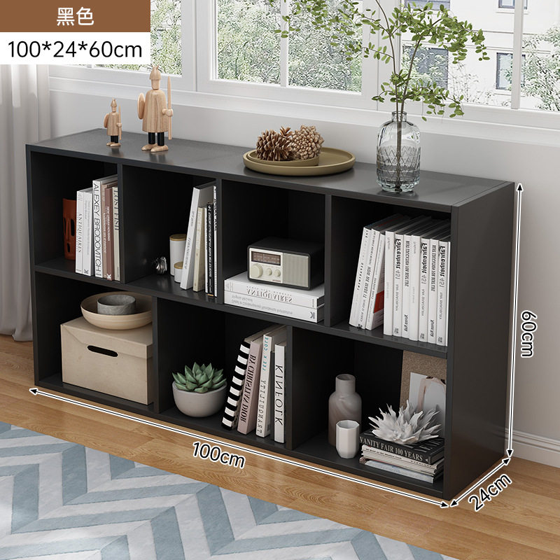 中古风书柜卡莱克格子柜黑色九格柜客厅沙发边柜隔断柜实用储物柜