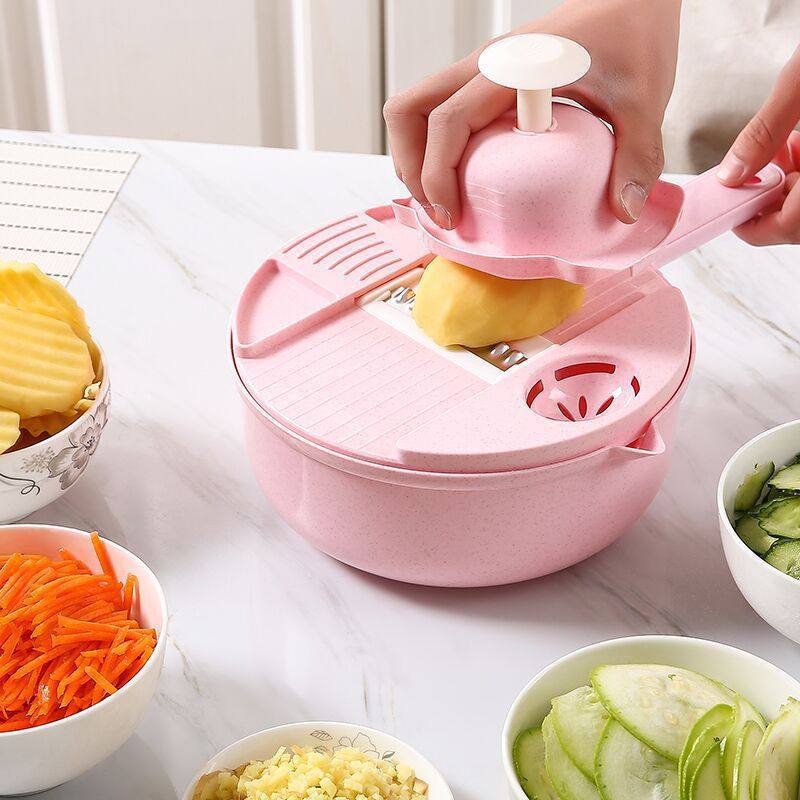 Kitchen Multifunctional Nine-In-One Vegetable Cutter Kitchen Utensils 12-Piece Set Grater Potato Radish Shredding Vegetable Cutting Machine