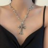 Punk Niche Ins-Style Retro Skull Cross Pendant Necklace for Women Hip-Hop Spicy Girl Choker Ins Collarbone Chain
