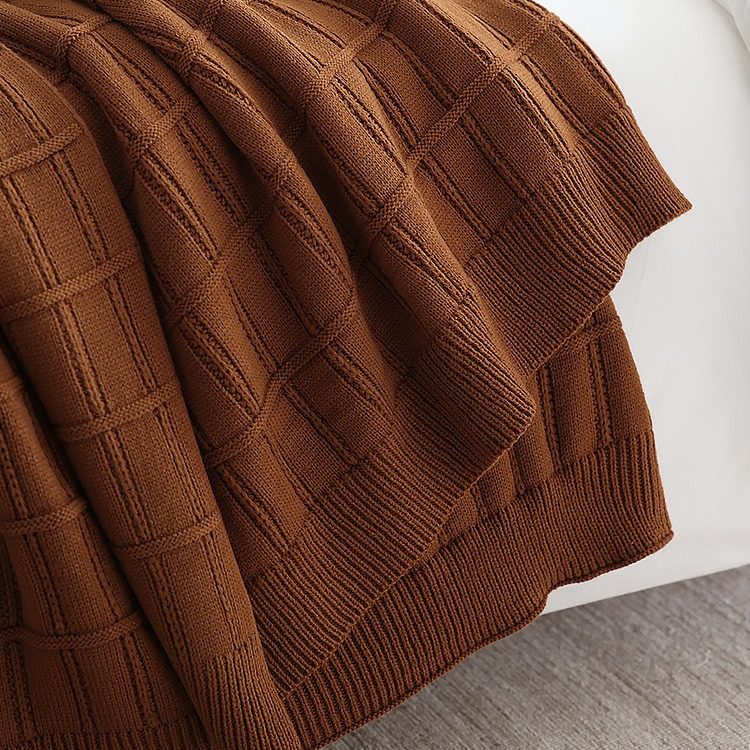 American Knitted Thickened Knitted Wool Blanket Solid Color Simple Wind Cross-border New Bed End Towel Blanket