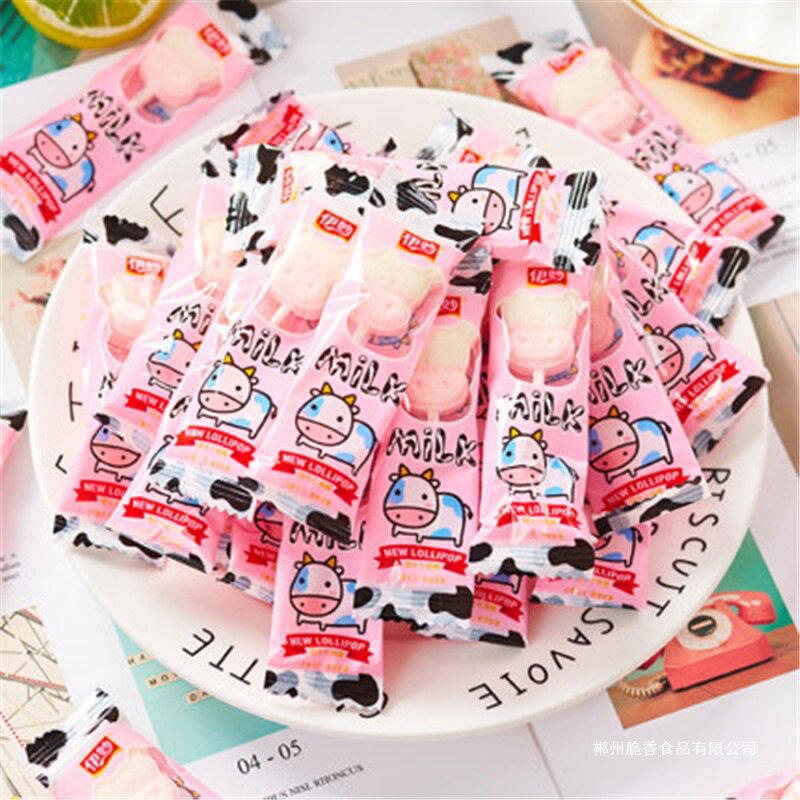 Milk Lollipop Sucrose-Free Cow Head Milk Tablets Baby Snacks No Additives Kidsren's Cartoon Mom Sugar Milk Powder Milk Bars